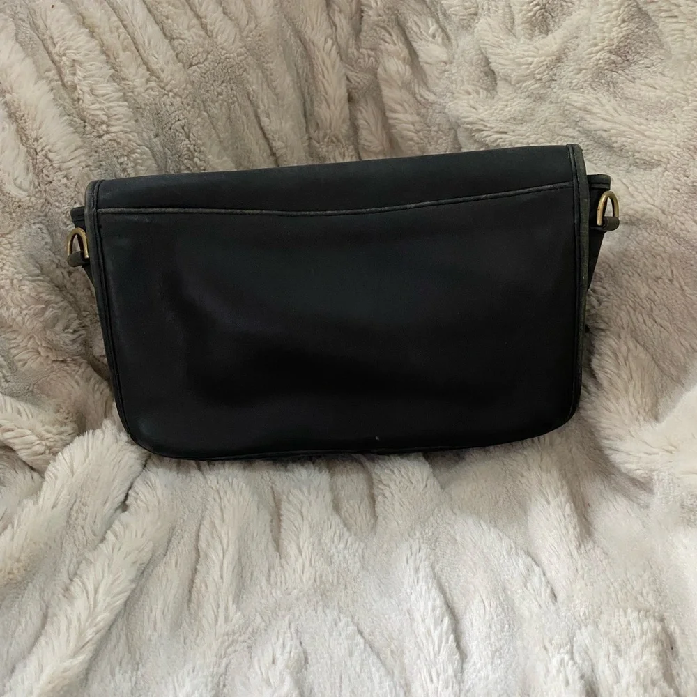 Vintage Coach Black Leather Convertible Clutch No Strap